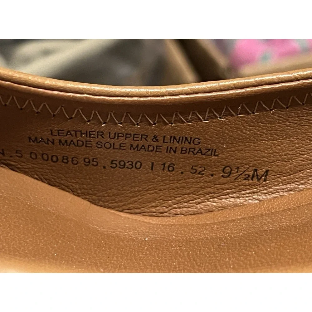 Tory Burch Peep Toe Sally Wedge Heels Pumps Gold Tan Size 9.5 M